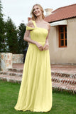 A Line Tulle Ruched Bridesmaid Dress Ruched Pleated Formal Evening Dresses Gowns