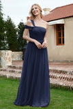 A Line Tulle Ruched Bridesmaid Dress Ruched Pleated Formal Evening Dresses Gowns