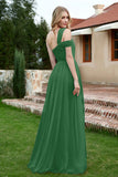 A Line Tulle Ruched Bridesmaid Dress Ruched Pleated Formal Evening Dresses Gowns