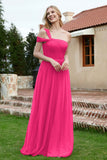 A Line Tulle Ruched Bridesmaid Dress Ruched Pleated Formal Evening Dresses Gowns