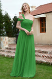 A Line Tulle Ruched Bridesmaid Dress Ruched Pleated Formal Evening Dresses Gowns