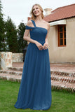 A Line Tulle Ruched Bridesmaid Dress Ruched Pleated Formal Evening Dresses Gowns