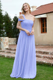 A Line Tulle Ruched Bridesmaid Dress Ruched Pleated Formal Evening Dresses Gowns