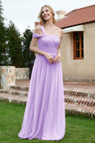 A Line Tulle Ruched Bridesmaid Dress Ruched Pleated Formal Evening Dresses Gowns