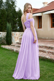 A Line Tulle Ruched Bridesmaid Dress Ruched Pleated Formal Evening Dresses Gowns