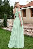 A Line Tulle Ruched Bridesmaid Dress Ruched Pleated Formal Evening Dresses Gowns
