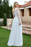 A Line Tulle Ruched Bridesmaid Dress Ruched Pleated Formal Evening Dresses Gowns
