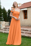 A Line Tulle Ruched Bridesmaid Dress Ruched Pleated Formal Evening Dresses Gowns