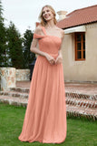 A Line Tulle Ruched Bridesmaid Dress Ruched Pleated Formal Evening Dresses Gowns