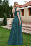 A Line Tulle Ruched Bridesmaid Dress Ruched Pleated Formal Evening Dresses Gowns
