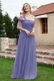 A Line Tulle Ruched Bridesmaid Dress Ruched Pleated Formal Evening Dresses Gowns