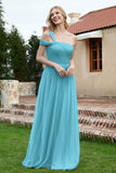 A Line Tulle Ruched Bridesmaid Dress Ruched Pleated Formal Evening Dresses Gowns