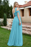 A Line Tulle Ruched Bridesmaid Dress Ruched Pleated Formal Evening Dresses Gowns