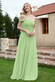 A Line Tulle Ruched Bridesmaid Dress Ruched Pleated Formal Evening Dresses Gowns