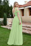 A Line Tulle Ruched Bridesmaid Dress Ruched Pleated Formal Evening Dresses Gowns