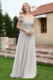 A Line Tulle Ruched Bridesmaid Dress Ruched Pleated Formal Evening Dresses Gowns