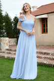 A Line Tulle Ruched Bridesmaid Dress Ruched Pleated Formal Evening Dresses Gowns