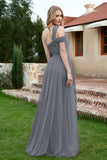 A Line Tulle Ruched Bridesmaid Dress Ruched Pleated Formal Evening Dresses Gowns