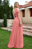 A Line Tulle Ruched Bridesmaid Dress Ruched Pleated Formal Evening Dresses Gowns