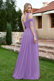 A Line Tulle Ruched Bridesmaid Dress Ruched Pleated Formal Evening Dresses Gowns