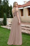 A Line Tulle Ruched Bridesmaid Dress Ruched Pleated Formal Evening Dresses Gowns