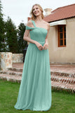 A Line Tulle Ruched Bridesmaid Dress Ruched Pleated Formal Evening Dresses Gowns