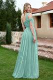 A Line Tulle Ruched Bridesmaid Dress Ruched Pleated Formal Evening Dresses Gowns