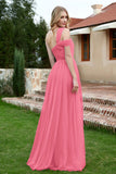 A Line Tulle Ruched Bridesmaid Dress Ruched Pleated Formal Evening Dresses Gowns