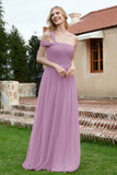 A Line Tulle Ruched Bridesmaid Dress Ruched Pleated Formal Evening Dresses Gowns
