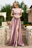 Cap Sleeves Satin Formal Evening Prom Party Dresses V Neck Ruched Bridesmaid Dress Gowns