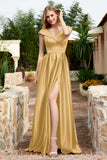 Cap Sleeves Satin Formal Evening Prom Party Dresses V Neck Ruched Bridesmaid Dress Gowns