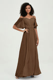 Off the Shoulder Chiffon Flutter Sleeves Junior Bridesmaid Dress Formal Evening Prom Gowns