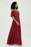 Off the Shoulder Chiffon Flutter Sleeves Junior Bridesmaid Dress Formal Evening Prom Gowns