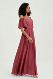 Off the Shoulder Chiffon Flutter Sleeves Junior Bridesmaid Dress Formal Evening Prom Gowns