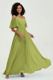 Off the Shoulder Chiffon Flutter Sleeves Junior Bridesmaid Dress Formal Evening Prom Gowns