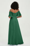Off the Shoulder Chiffon Flutter Sleeves Junior Bridesmaid Dress Formal Evening Prom Gowns