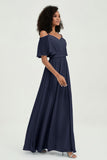 Off the Shoulder Chiffon Flutter Sleeves Junior Bridesmaid Dress Formal Evening Prom Gowns