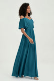 Off the Shoulder Chiffon Flutter Sleeves Junior Bridesmaid Dress Formal Evening Prom Gowns