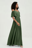 Off the Shoulder Chiffon Flutter Sleeves Junior Bridesmaid Dress Formal Evening Prom Gowns