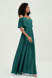 Off the Shoulder Chiffon Flutter Sleeves Junior Bridesmaid Dress Formal Evening Prom Gowns