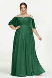 Off the Shoulder Chiffon Flutter Sleeves Junior Bridesmaid Dress Formal Evening Prom Gowns