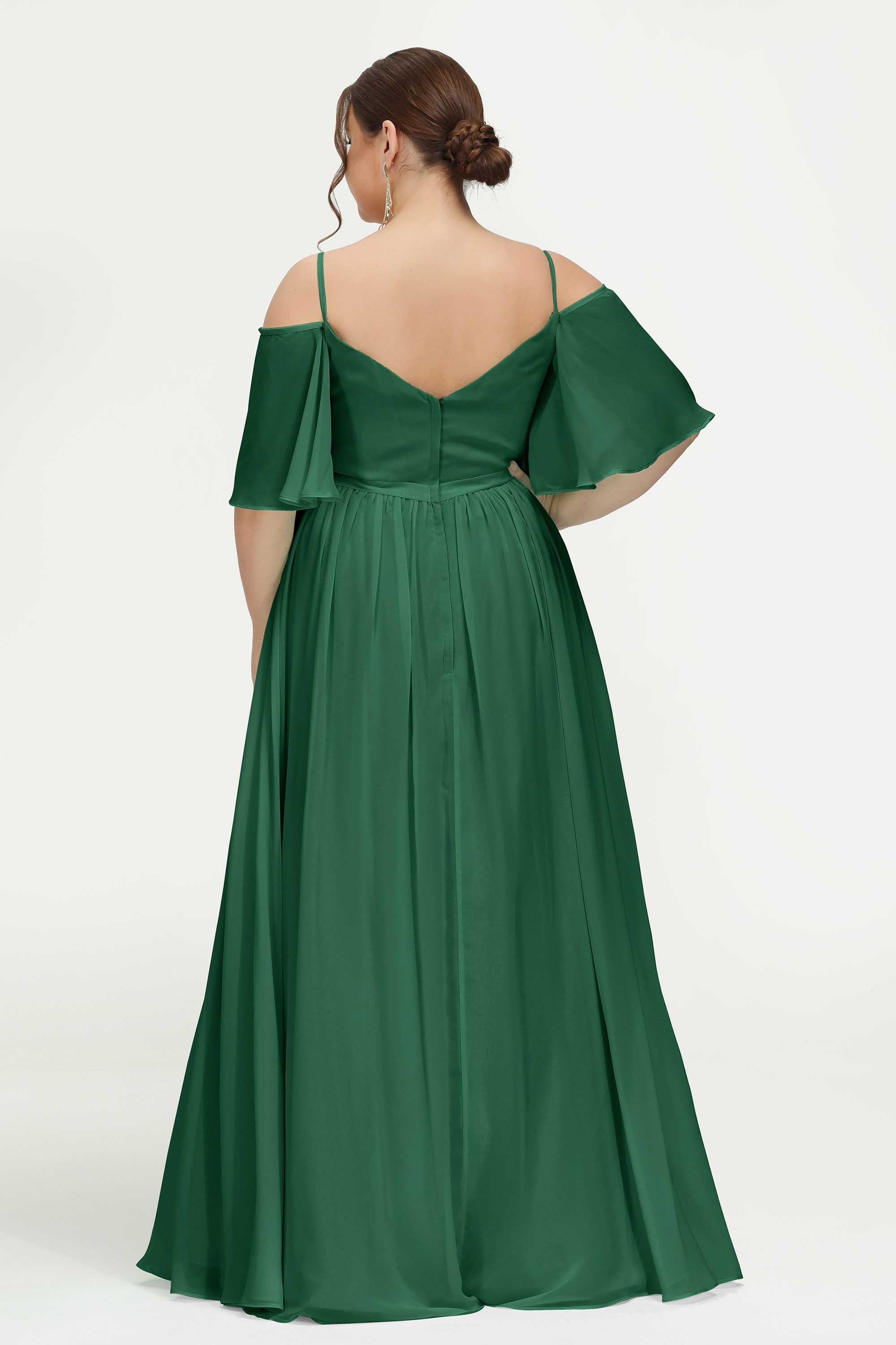 Off the Shoulder Chiffon Flutter Sleeves Junior Bridesmaid Dress Formal Evening Prom Gowns