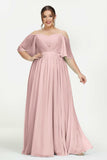Off the Shoulder Chiffon Flutter Sleeves Junior Bridesmaid Dress Formal Evening Prom Gowns