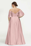 Off the Shoulder Chiffon Flutter Sleeves Junior Bridesmaid Dress Formal Evening Prom Gowns