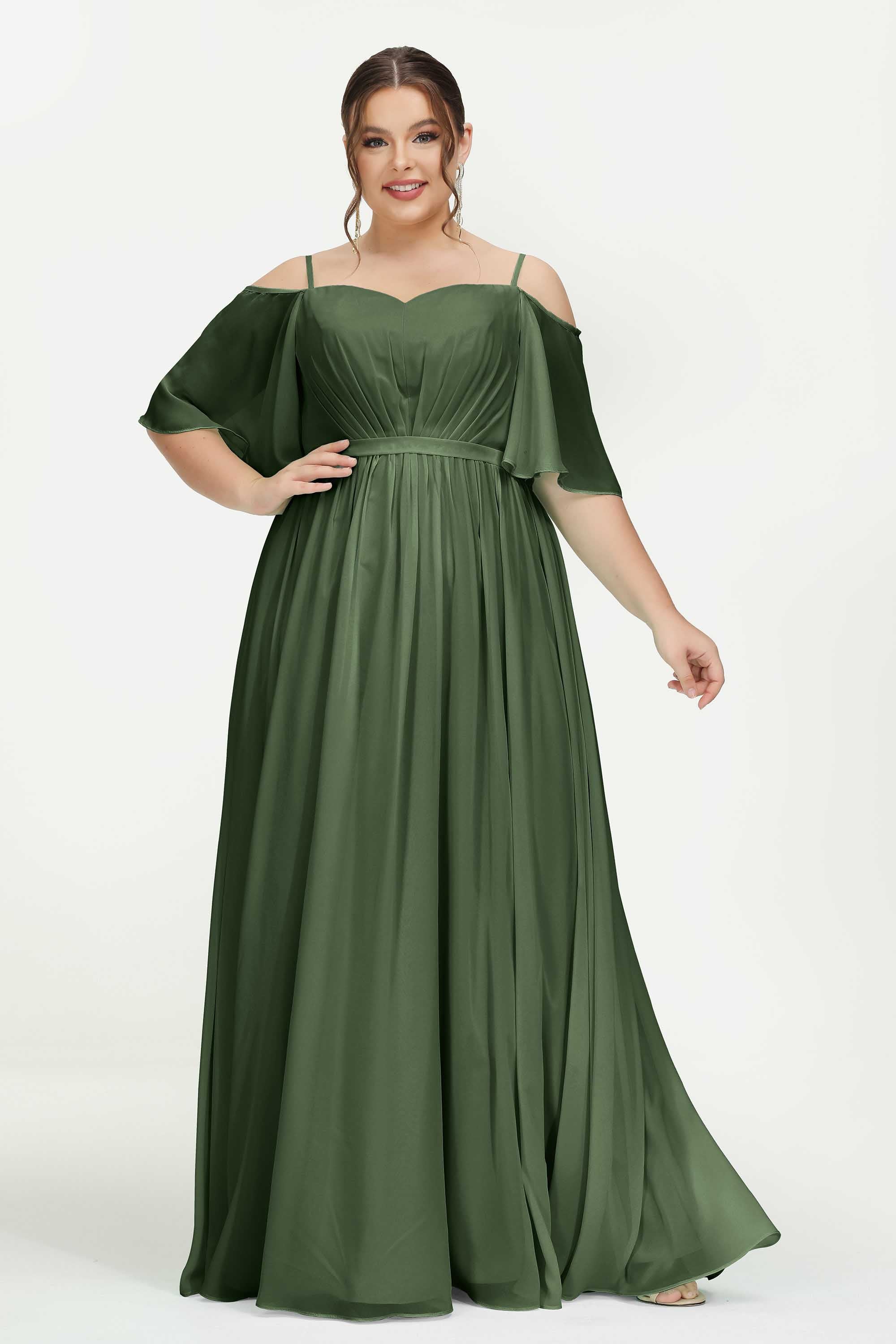 Off the Shoulder Chiffon Flutter Sleeves Junior Bridesmaid Dress Formal Evening Prom Gowns
