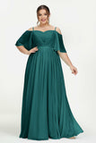 Off the Shoulder Chiffon Flutter Sleeves Junior Bridesmaid Dress Formal Evening Prom Gowns