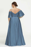 Off the Shoulder Chiffon Flutter Sleeves Junior Bridesmaid Dress Formal Evening Prom Gowns