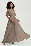 Off the Shoulder Chiffon Flutter Sleeves Junior Bridesmaid Dress Formal Evening Prom Gowns