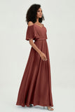 Off the Shoulder Chiffon Flutter Sleeves Junior Bridesmaid Dress Formal Evening Prom Gowns
