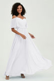 Off the Shoulder Chiffon Flutter Sleeves Junior Bridesmaid Dress Formal Evening Prom Gowns
